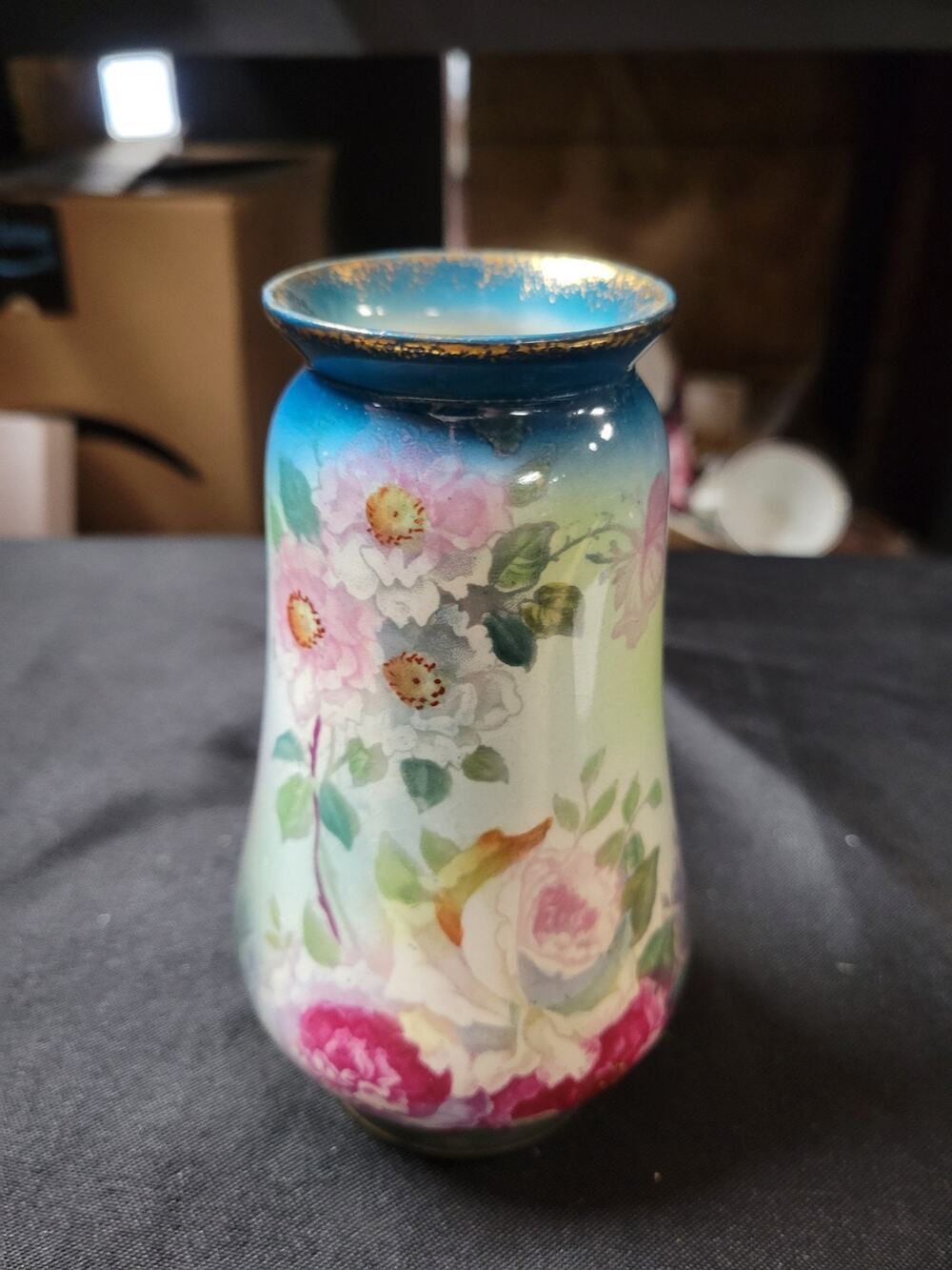 Royal Bonn ? Vintage Antique Vase Blue Multicolor Vase